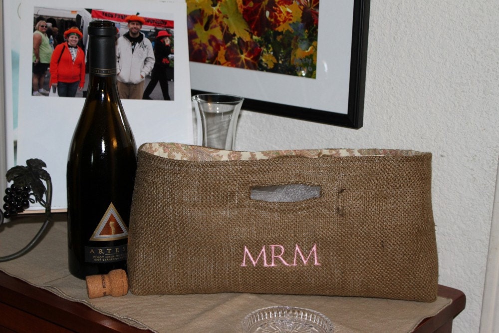 Not Your Usual Wine Bag Tote Monogrammed Initals