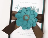 Luxury Teal and Brown Flower Boxed Wedding Invitation - Teal Splendor
