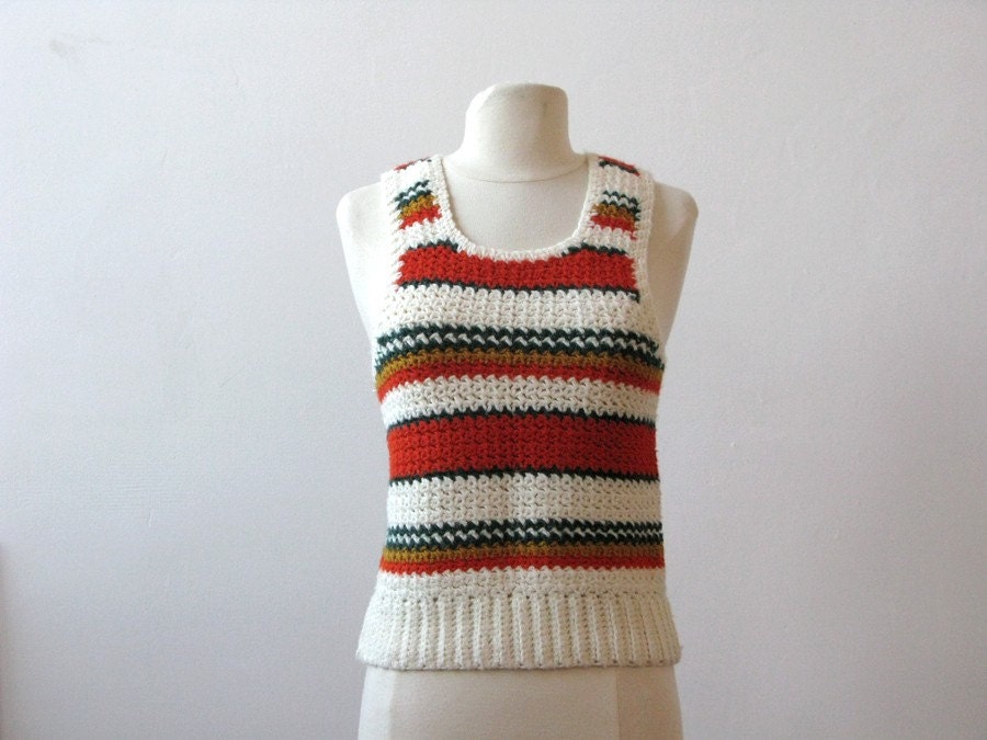Vintage Striped Crochet Sweater Vest