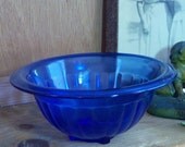 Cobalt Blue Depression Glass Mixing Bowl by Hazel Atlas