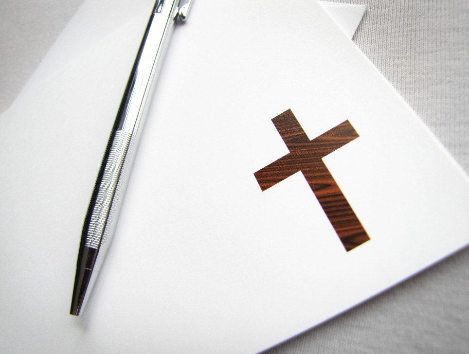 Easter card - Wood grain Cross cards - religious, christian cards, john 3:16