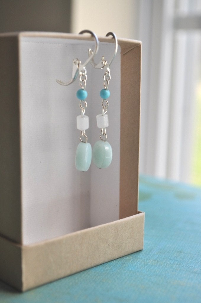 Caribbean Sea Earrings - Amazonite, Turquoise, & Sterling Silver