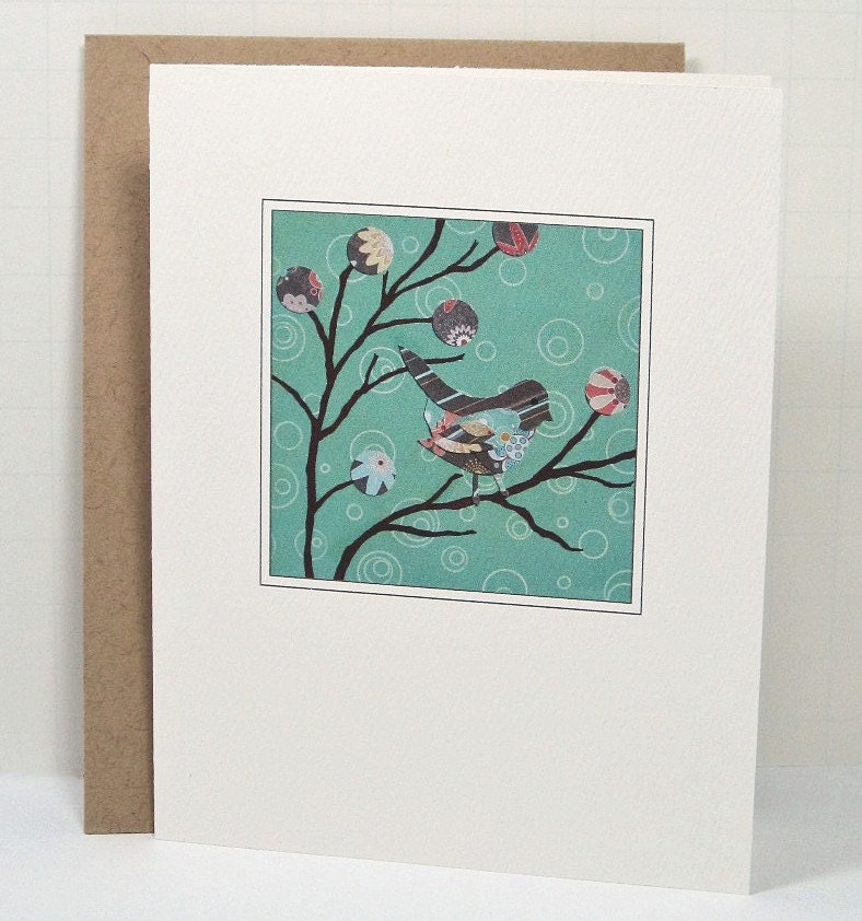 Bird on a Branch Illustration - Note Card Set