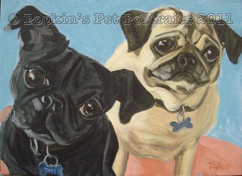 custom portrait of up to two pets by Spoon Popkin up to 20" x 30"