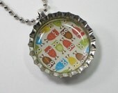 Bottlecap Necklace - Owl Collage