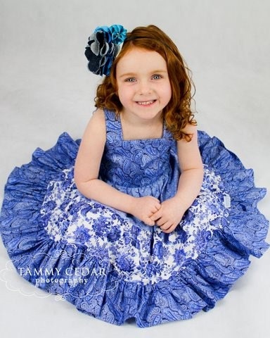 Sundress - Easter - twirl - blue paisley
