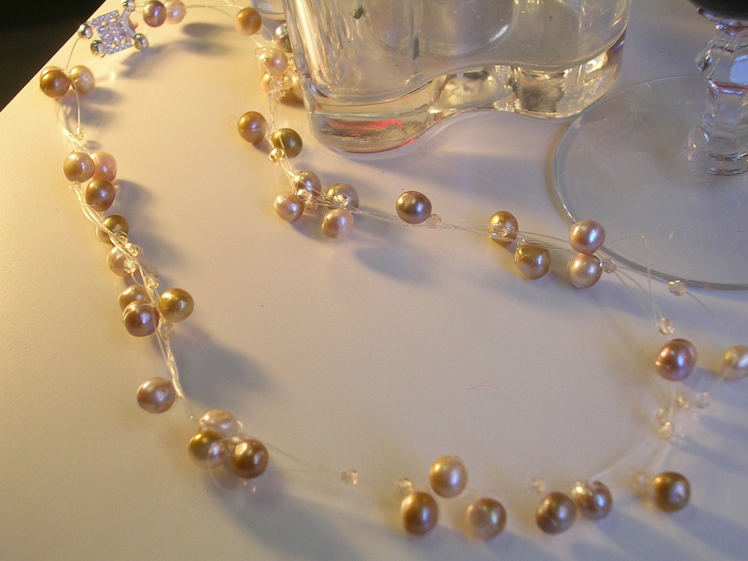 Handmade: Stunning Floating Pearl Necklace and Earring