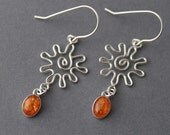 Handmade Sterling and Amber Earrings - Sunshine on my Shoulders - Ready to ship