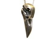 Silver Raven Skull Necklace Large