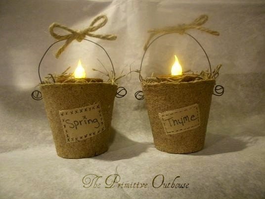 Primitive Natural Peat Pot Tea Light Holders Great For Showers
