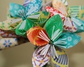 Festively Funky Origami (kusudama) flowers (bouquet of 6)