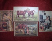 Grouping Of 4 Victorian Style Advertising Trade Cards