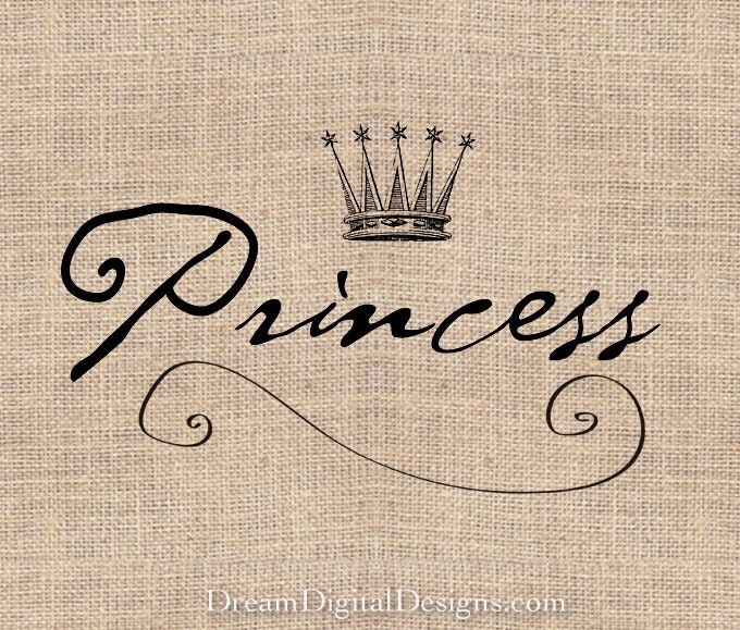 Princess Digital Download for Image Transfer to Fabric Pillows Burlap Scrapbooking Printable Image No.203