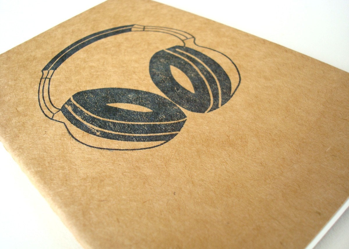 Headphones moleskine (lined) DJ pocket retro music journal