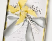 Luxury, Boxed, Summer Pinwheels Wedding Invitation - SUMMER STEEL