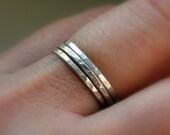 SET OF 3 sterling silver stacking band rings hammered texture, sizes 4, 5, 6, 7, 8, 9, 10, 11