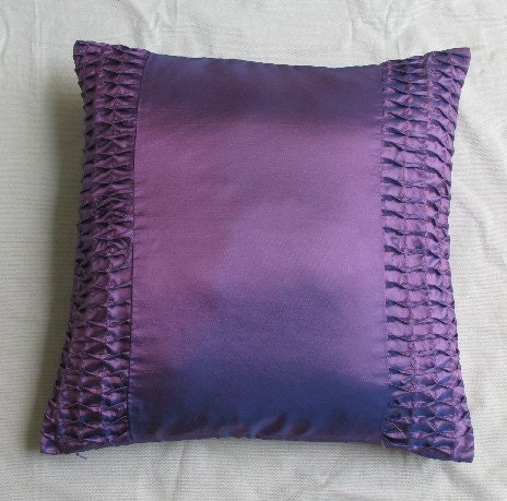 Amethyst  decorative throw pillow cover with pin tucks  18 inch