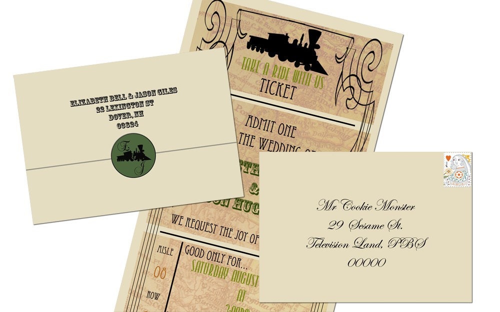 Train Ticket Invitation- DIY Print Seal and Send Invite