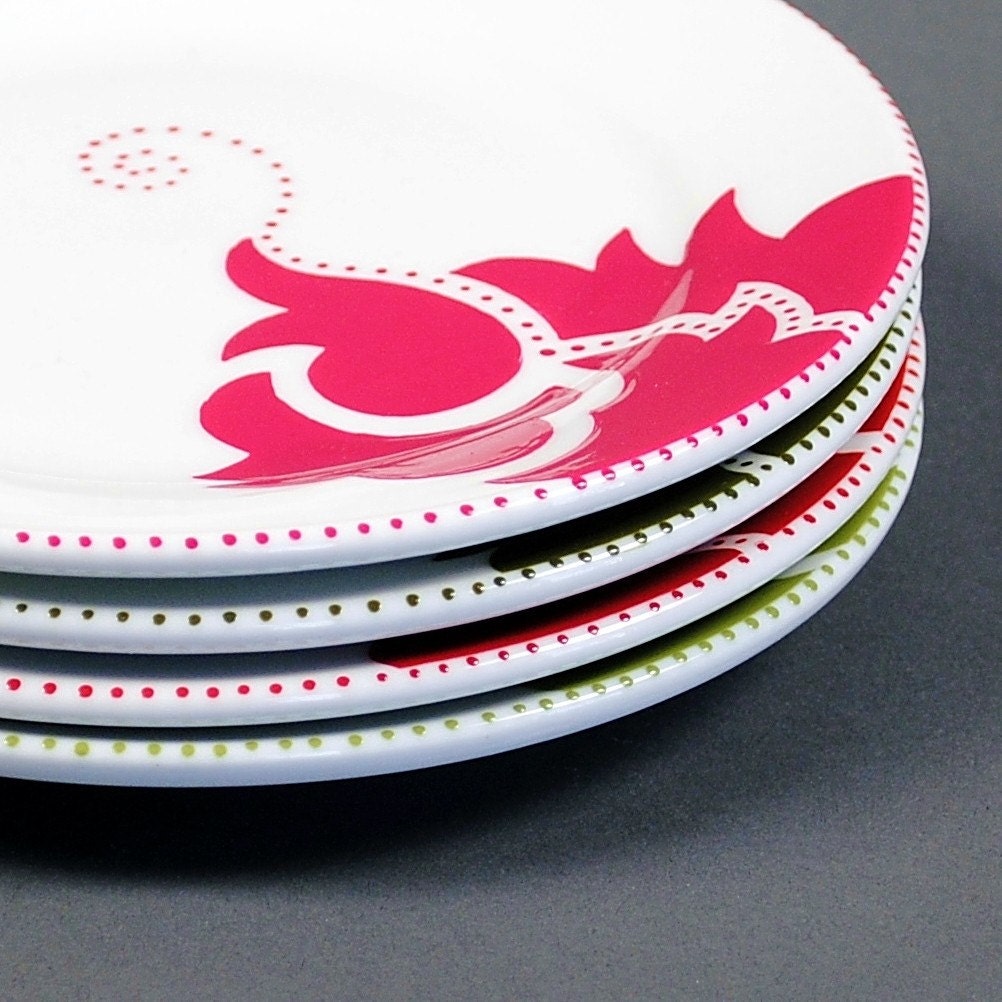 handpainted appetizer plates set/4 - holiday multi