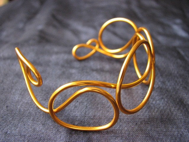 Orange tangerine curly wire bracelet or cuff