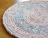 EKRA Pink Pastel Round Crochet Upcycled Area Rug