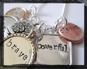 Hand Stamped Necklace with Mixed Metal Charms