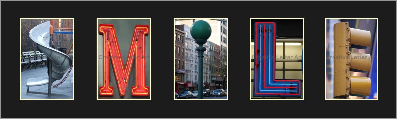 SMILE-101 Framed Alphabet Letter Photo Art choices- available in Color, Black & White or Sepia