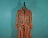 vintage dress 70s novelty print S