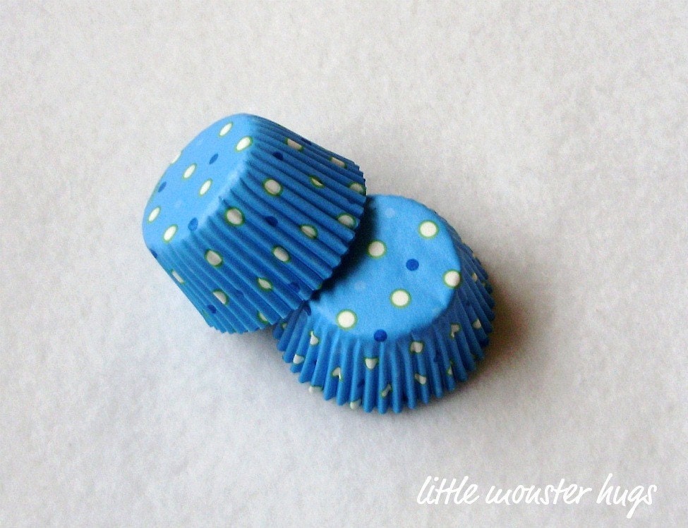 MINI Blue Polka Dot Candy Baking Cups (100)