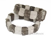 Smoky Quartz Druzy & Milk Quartz Druzy Bead Rectangle Beads 16 beads (2 holes per bead)
