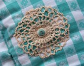 Farm house, vintage, pillow,  turquoise, white, yellow  19x26