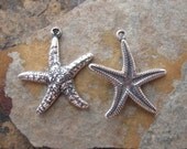 2 Antique Silver Star Fish Charms -  Trinity Brass Co LOW SHIPPING