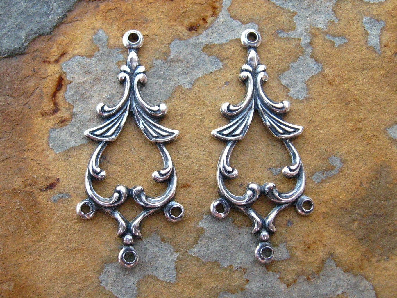 2 Trinity Brass Antique Silver Rhoda Drop - Connectors - Chandeliers - Pendants LOW SHIPPING