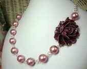 Pearl Rose Necklace FREE Earrings