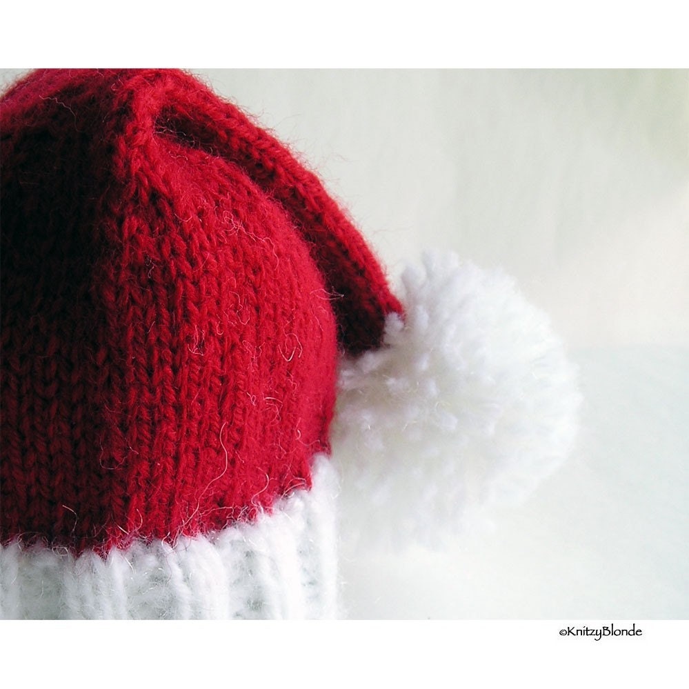 Toddler Santa Hat, Hand Knit Photo Prop, Custom Size, Red White Elf Hat for Christmas