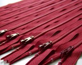 Ten 14 Inch Cranberry Red Zippers YKK Color 520