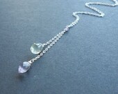 Amethyst Necklace - Green and Lilac Amethyst on Sterling Silver February Birthstone - Lavender Fields