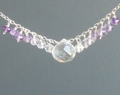 Quartz Crystal and Shaded Amethyst Necklace February Birthstone April Birthstone