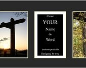 9-Letter Framed Custom Name or Word Art Portrait including mat and Alphabet Letter Photo's available in color, black & white or sepia