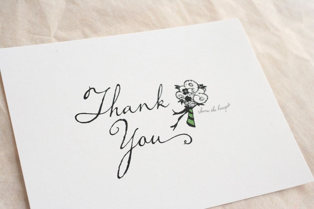 50 Wedding Thank You Card with customized text flat single sided style