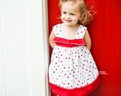 Ladybug Sundress ,Easter, Cotton Pique, ladybug buttons, infants and toddlers, sizes 6mo ,12m,18m,2t,3t,4t,5