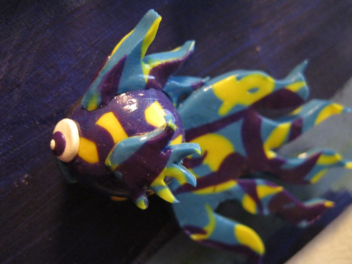 Fantasy Fish Magnet Lime Green Turquoise Purple Swirl Fish FREE SHIPPING