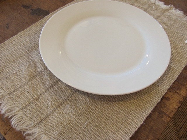 Table Placemats, Handwoven Natural Oatmeal Linen & Hemp Stripe Rustic Style Farmhouse, or Beach Cottage (Set of 2)