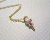 Glamorous Strawberry and Cream Lollipop Golden Necklace