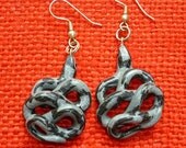 Earrings Snake Jewelry Polymer clay Grey and Black snakes