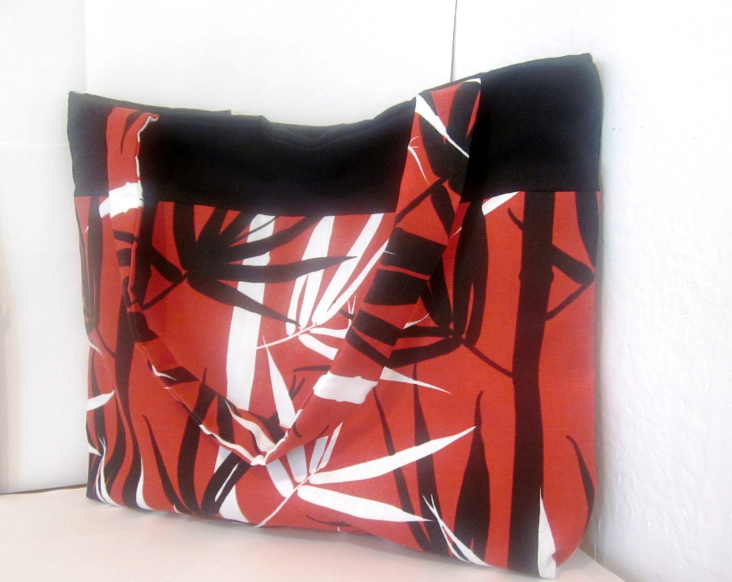 SALE  Tote Bag Beach Bag - Bamboo Leave in Black and White