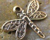 12 Antique Gold Dragonfly Charms Jewelry Findings 238