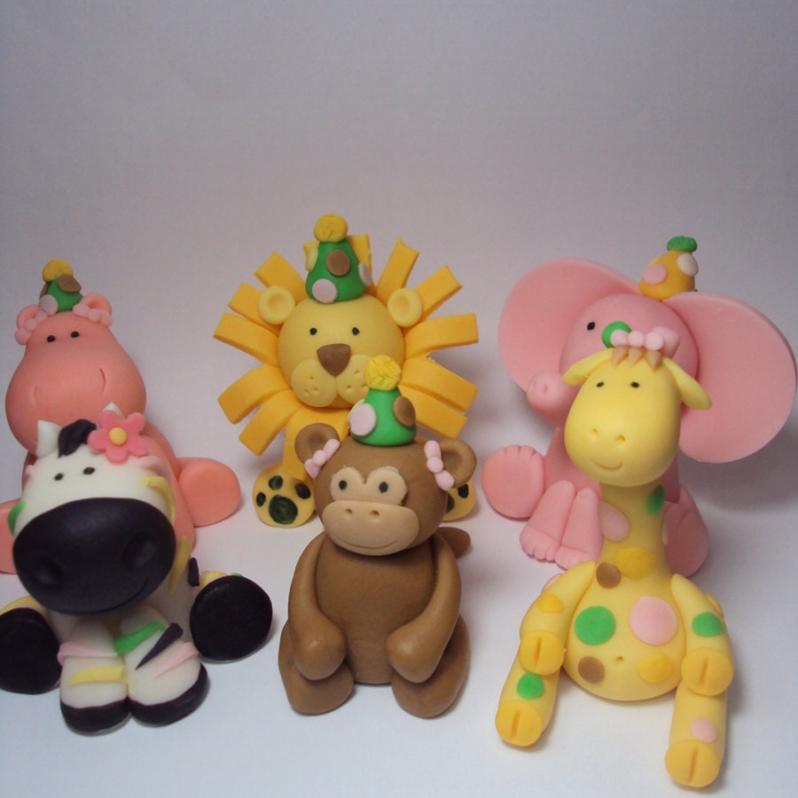 Zoo Party Animals Set of 6- Cupcake or Cake Toppers