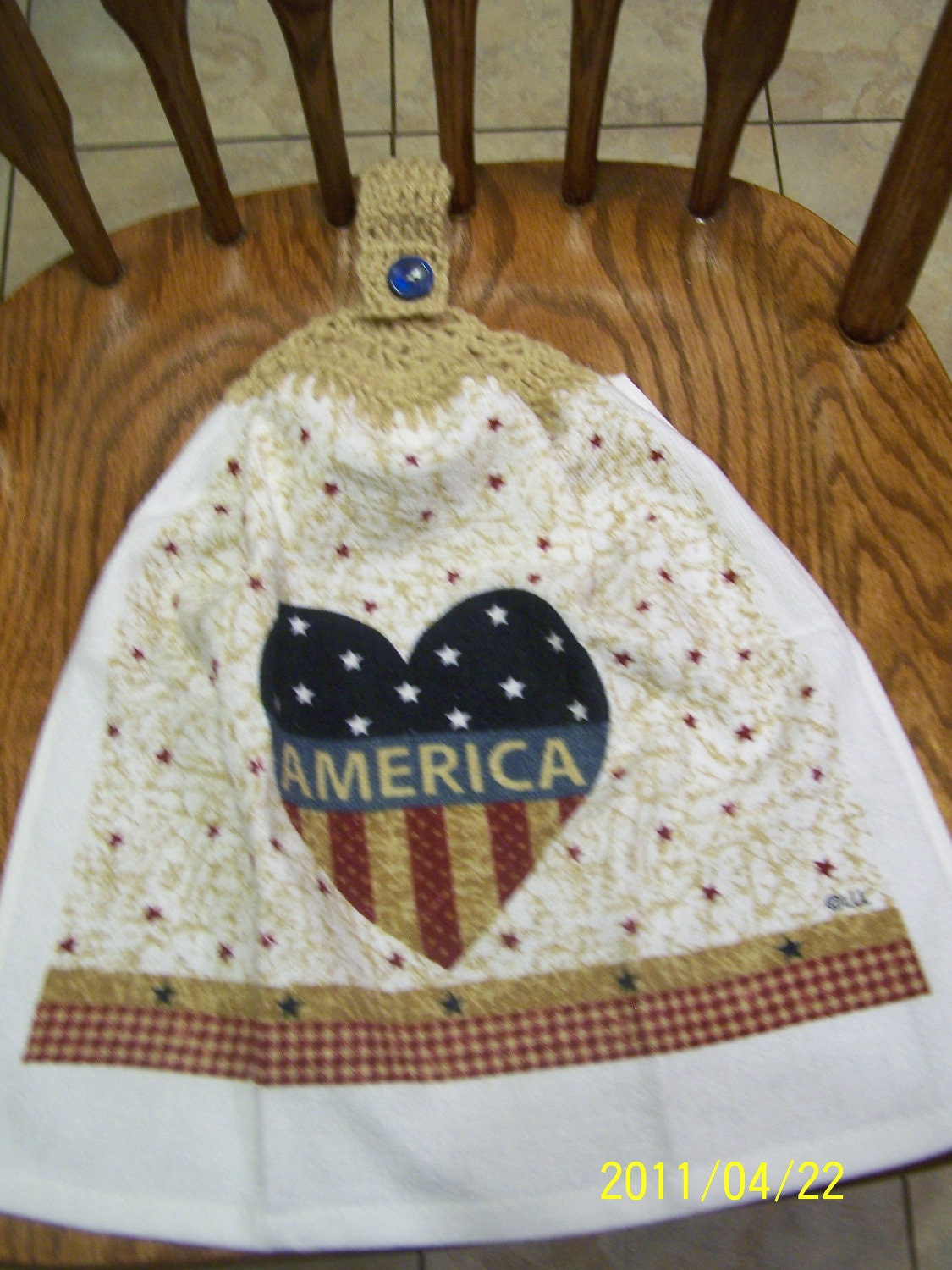 Patriotic America Crochet Top  Kitchen Towel