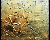 Original Abstract Art metallic Gold Landscape Flower painting great color 24x24 Modern Contemporary acrylic Painting by OTO